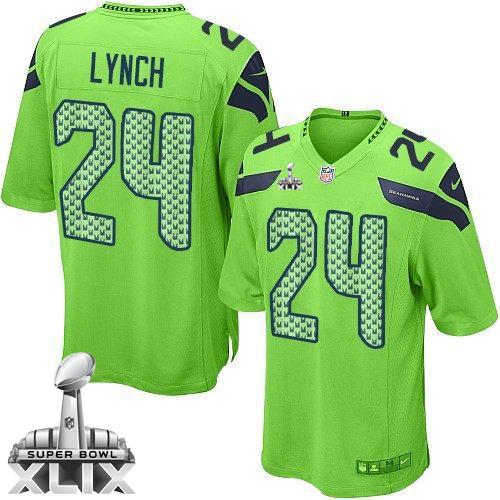 Youth Nike Seahawks #24 Marshawn Lynch Green Alternate Super Bowl XLIX Stitched NFL Elite Jersey
