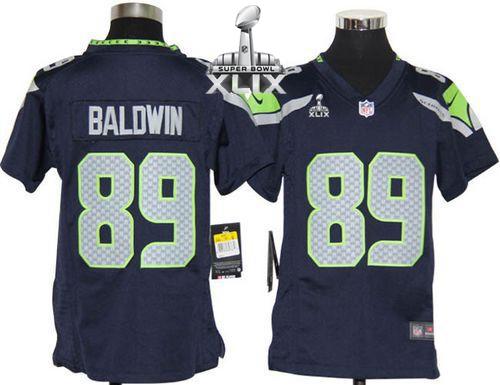 Youth Nike Seahawks #89 Doug Baldwin Steel Blue Team Color Super Bowl XLIX Stitched NFL Elite Jersey