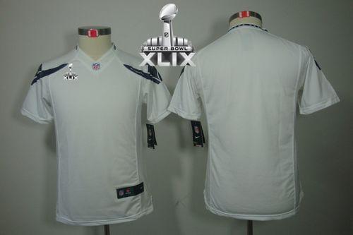 Youth Nike Seahawks Blank White Super Bowl XLIX Stitched NFL Limited Jersey
