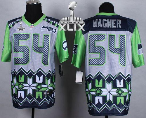 Nike Seahawks #54 Bobby Wagner Grey Super Bowl XLIX Men's Stitched NFL Elite Noble Fashion Jersey