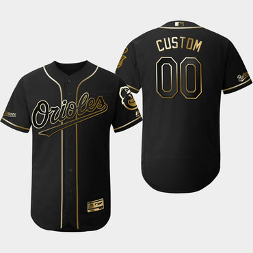 Men's Baltimore Orioles Customized Black Gold Flexbase Jersey