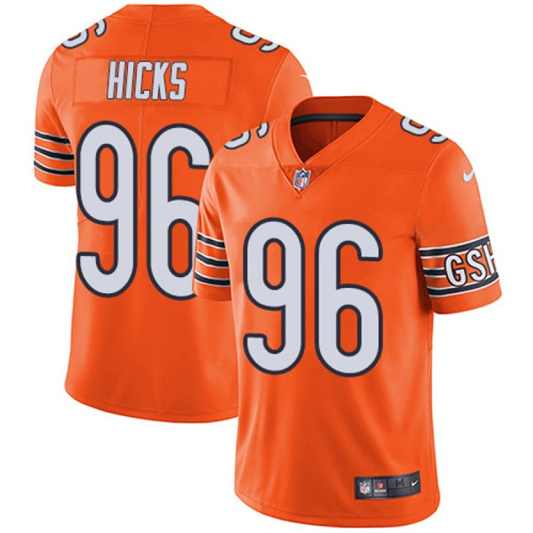 Mens Chicago Bears #96 Akiem Hicks Nike Orange Vapor Limited Jersey