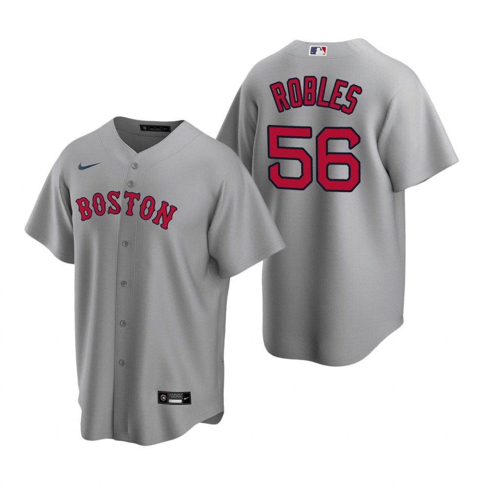 Mens Boston Red Sox #56 Hansel Robles Nike Gray Replica Road Jersey