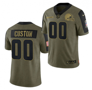 Men's Olive Cleveland Browns ACTIVE PLAYER Custom 2021 Salute To Service Limited Stitched Jersey