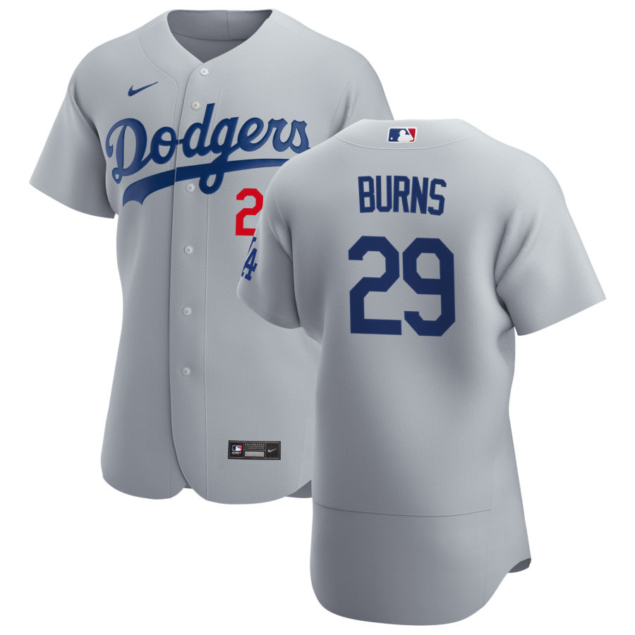 Mens Los Angeles Dodgers #29 Andy Burns Nike Grey Road FlexBase Jersey