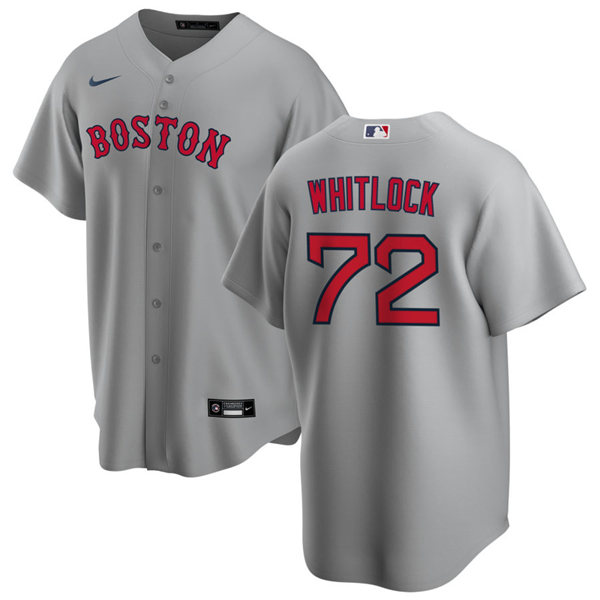 Mens Boston Red Sox #72 Garrett Whitlock Nike Road Grey Cool Base Jersey