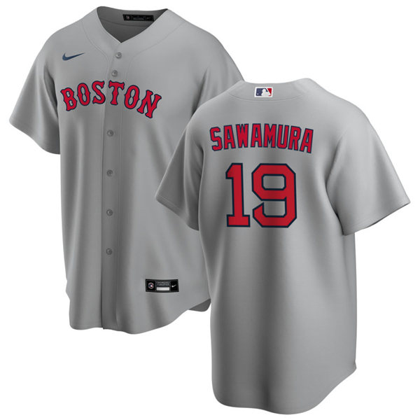 Mens Boston Red Sox #19 Hirokazu Sawamura Nike Road Grey Cool Base Jersey