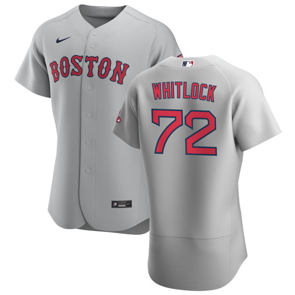 Mens Boston Red Sox #72 Garrett Whitlock Nike Gray Road Flex Base Jersey