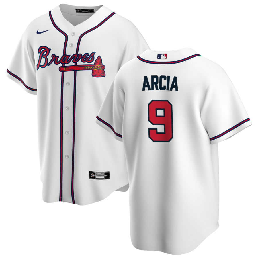 Mens Atlanta Braves #9 Orlando Arcia Nike Home White CoolBase Jersey