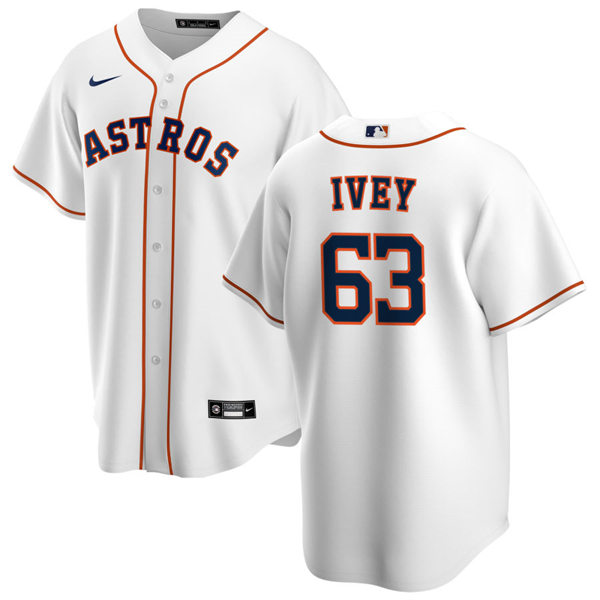 Mens Houston Astros #63 Tyler Ivey Nike White Home CoolBase Jersey