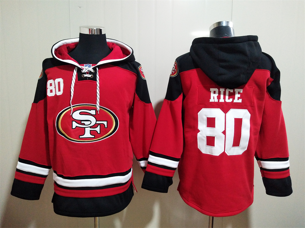 Men's San Francisco 49ers #80 Jerry Rice Red Team Color New NFL Hoodie