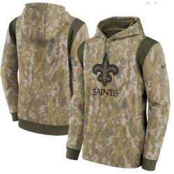 Men New Orleans Saints Nike Camo 2021 Salute To Service Therma Performance Pullover Hoodie