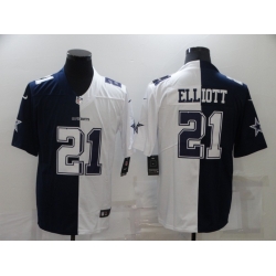 Men Nike Dallas Cowboys 21 Ezekiel Elliott Blue White Split Limited Jersey
