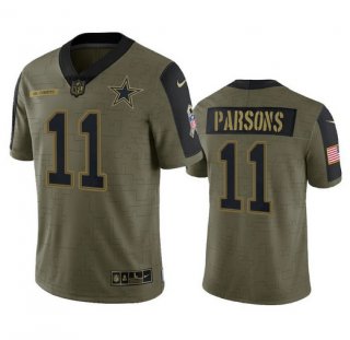 Men's Dallas Cowboys #11 Micah Parsons Olive 2021 Salute To Service Limited Stitched Jersey