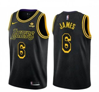 Men's Los Angeles Lakers #6 LeBron James Bibigo Black Stitched Basketball Jersey