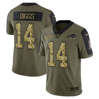 Men's Olive Buffalo Bills #14 Stefon Diggs 2021 Camo Salute To Service Limited Stitched Jersey