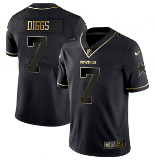 Men's Black Dallas Cowboys #7 Trevon Diggs Golden Edition Limited Stitched Jersey