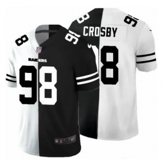 Men's Las Vegas Raiders #98 Maxx Crosby Black White Split Vapor Limited Stitched Jersey