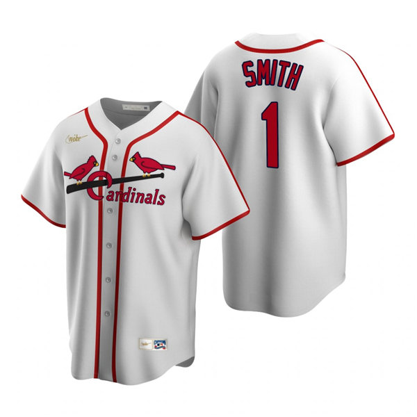 Men's St. Louis Cardinals Retired Player #1 Ozzie Smith Nike White Cooperstown Collection Home Jersey