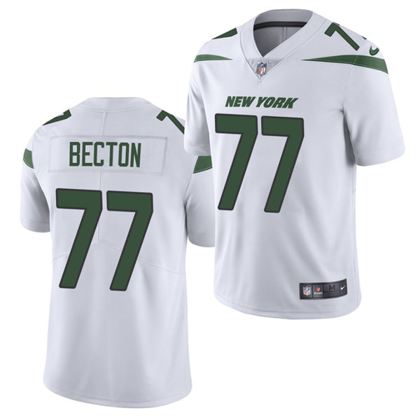 Men's New York Jets #77 Mekhi Becton Nike White NFL Vapor Limited Jersey