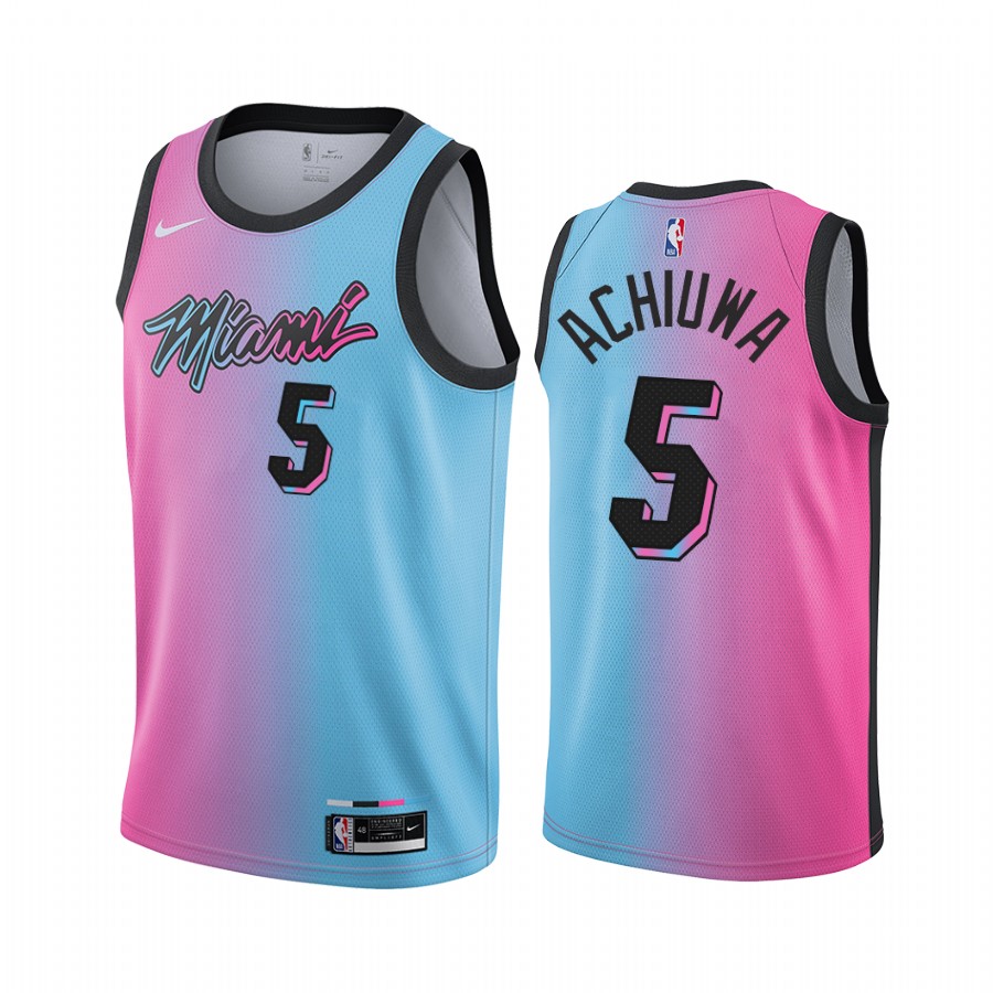 Nike Heat #5 Precious Achiuwa Blue Pink NBA Swingman 2020-21 City Edition Jersey