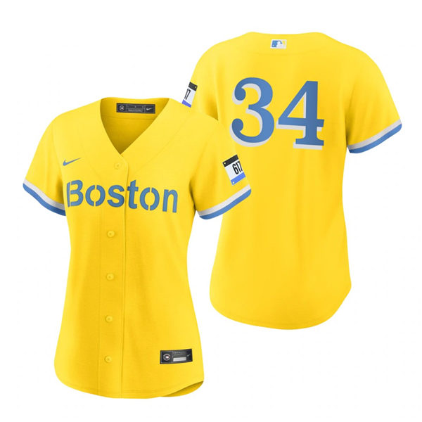 Women's Boston Red Sox #34 David Ortiz Yellow 2021 Nike MLB City Connect Jersey