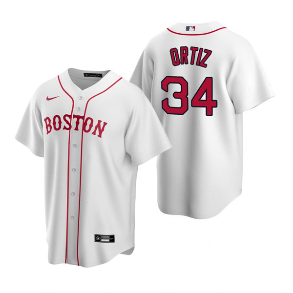 Men's Boston Red Sox Retired Player #34 David Ortiz Nike White Alternate Boston Jersey