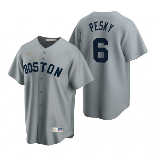 Men's Boston Red Sox Retired Player #6 Johnny Pesky Nike Gray Cooperstown Collection Road Jersey