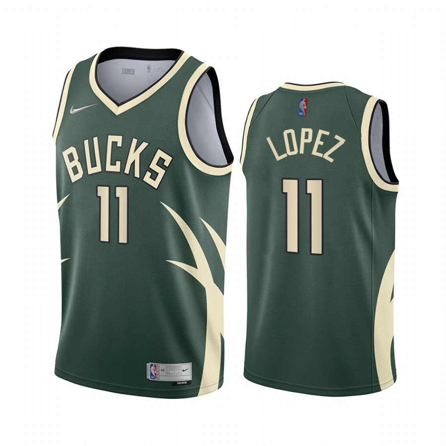 Milwaukee Bucks #11 Brook Lopez Green NBA Swingman 2020-21 Earned Edition Jersey