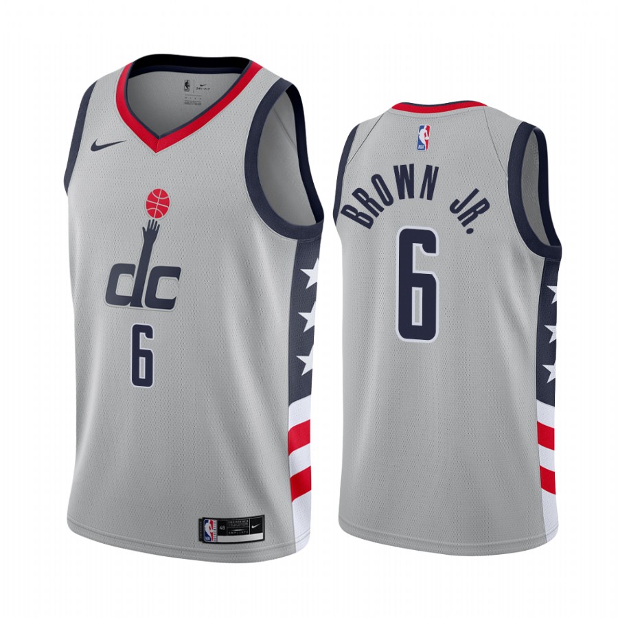 Nike Wizards #6 Troy Brown Jr Gray NBA Swingman 2020-21 City Edition Jersey