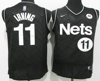 Men's Brooklyn Nets #11 Kyrie Irving Black Nike Swingman 2021 Earned Edition Stitched Jersey With Sponsor Logo