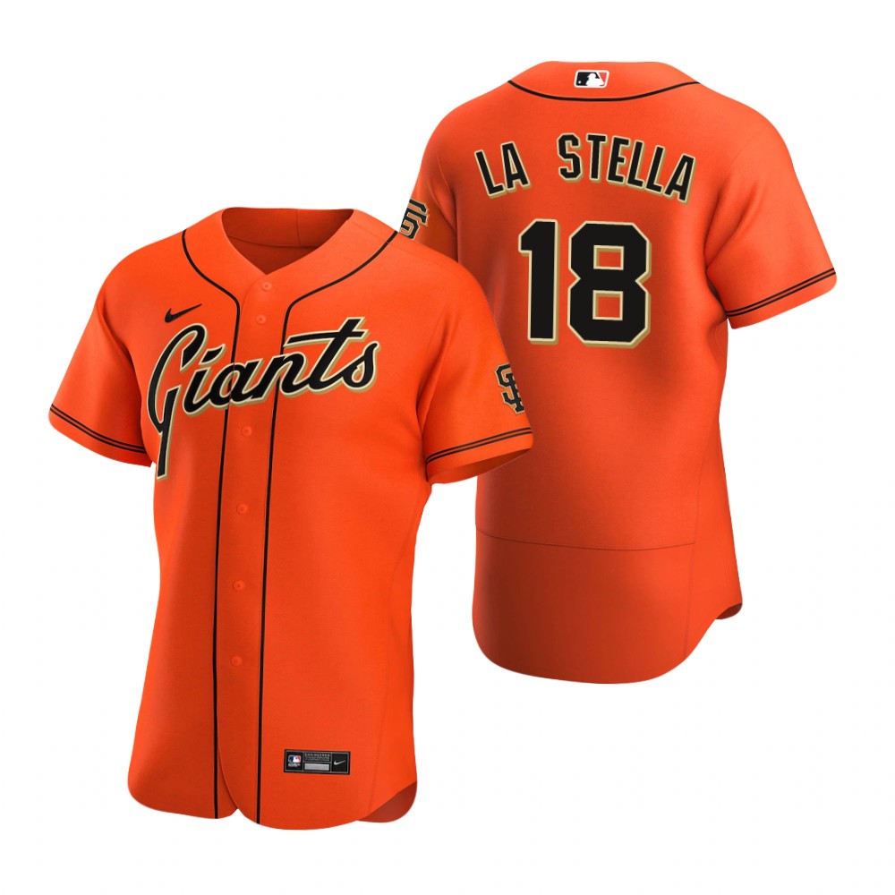 Men's San Francisco Giants #18 Tommy La Stella Nike Orange Alternate Flexbase Jersey