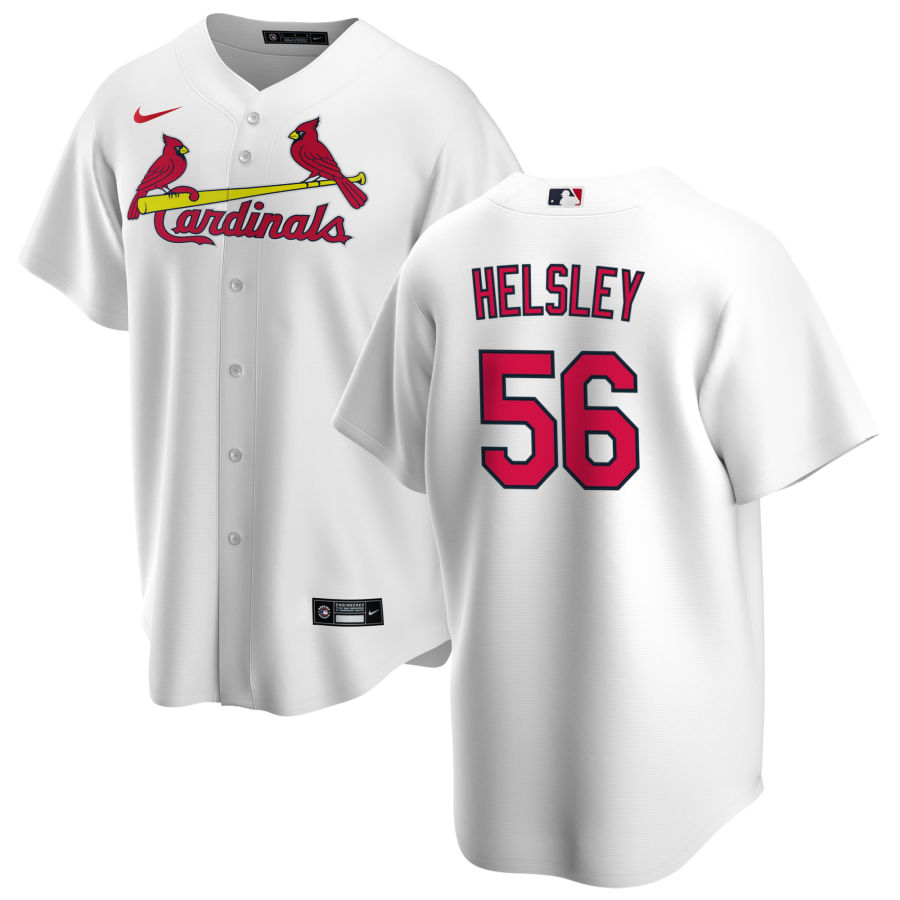 Men's St. Louis Cardinals #56 Ryan Helsley Nike White Home Cool Base Jersey