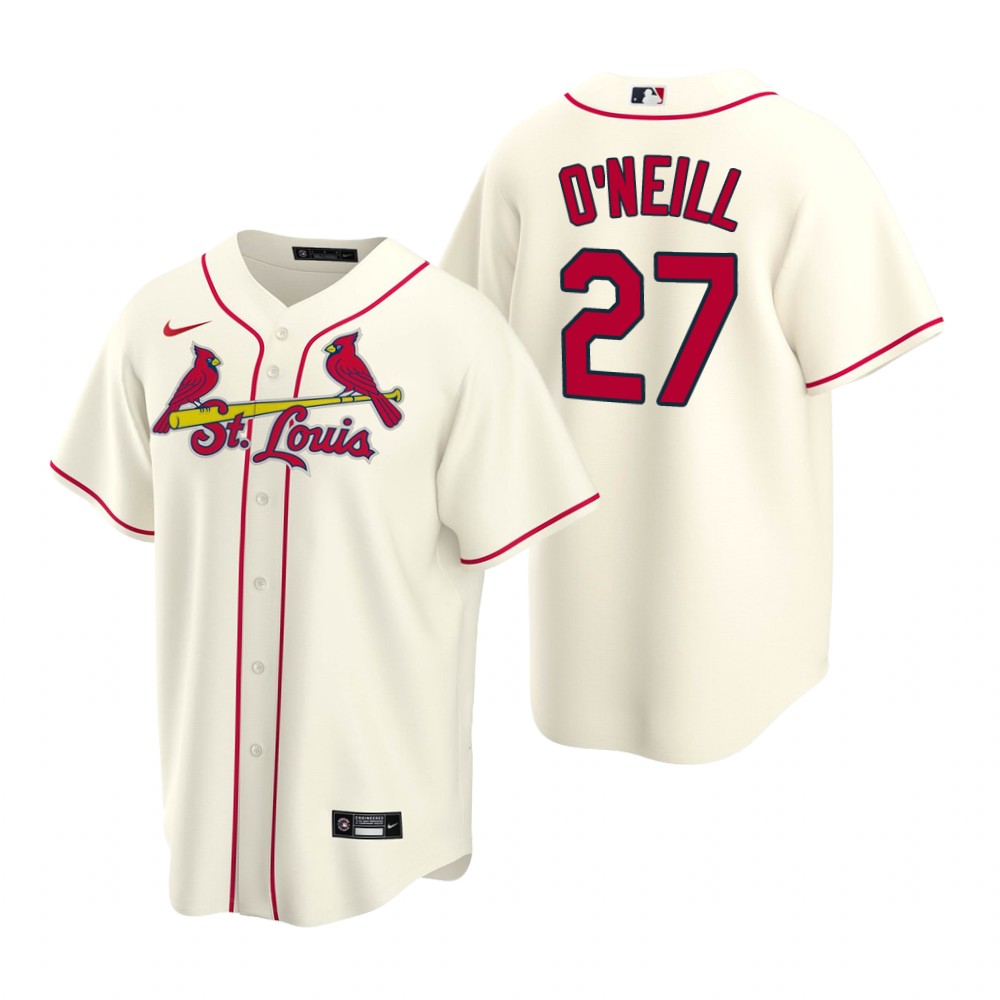 Men's St. Louis Cardinals #27 Tyler O'Neill Nike Cream Alternate Cool base Jersey