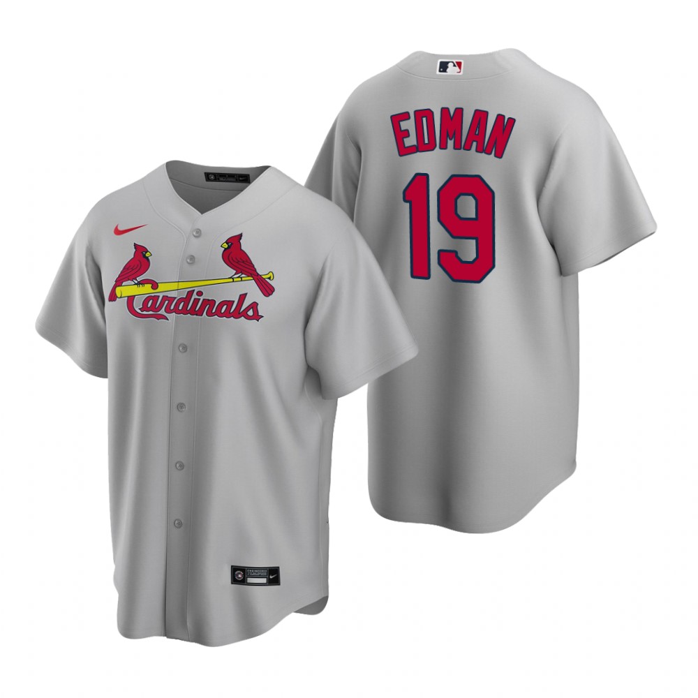 Men's St. Louis Cardinals #19 Tommy Edman Nike Gray Road Cool Base Jersey