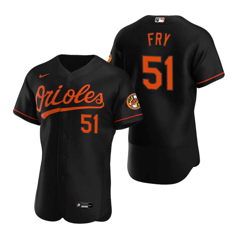 Men's Baltimore Orioles #51 Paul Fry Nike Black Alternate Flexbase Jersey
