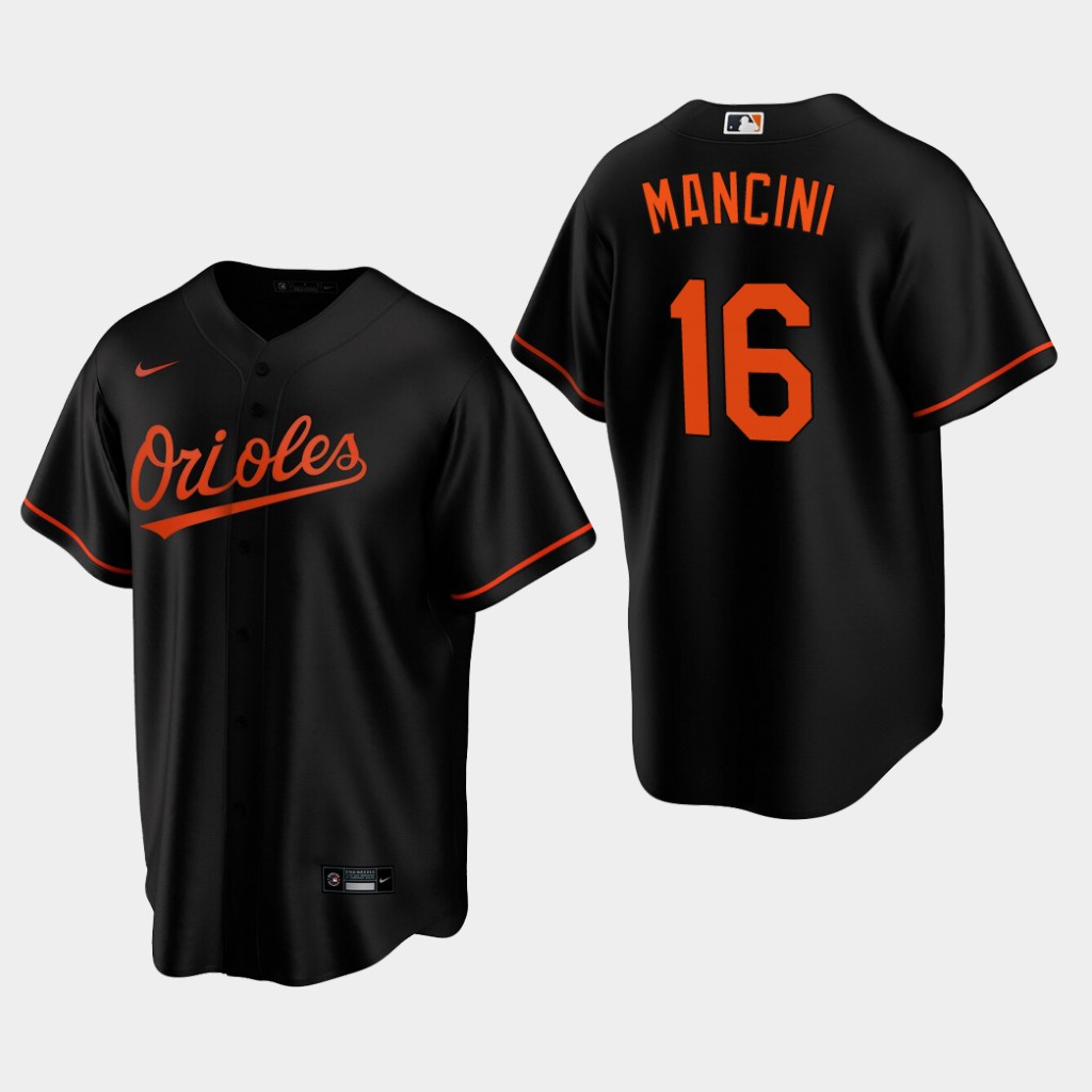 Men's Baltimore Orioles #16 Trey Mancini Nike Black Alternate Cool base Jersey