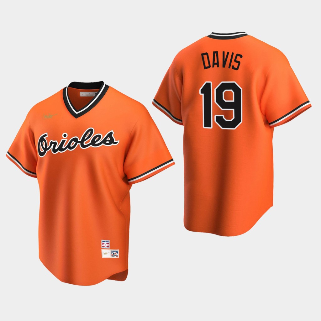 Men's Baltimore Orioles #19 Chris Davis Orange Pullover Nike Cooperstown Collection Jersey