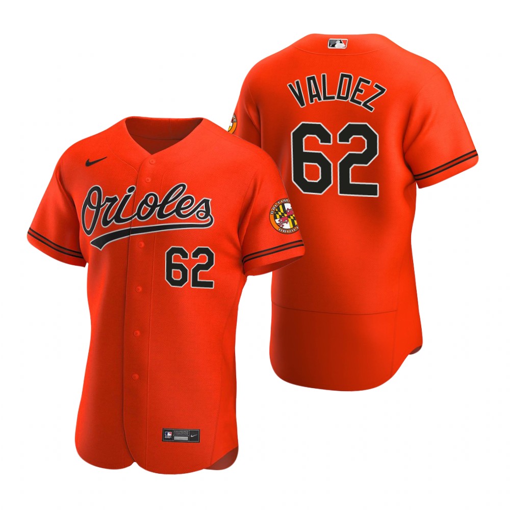 Men's Baltimore Orioles #62 Cesar Valdez Nike Orange Alternate Flexbase Jersey