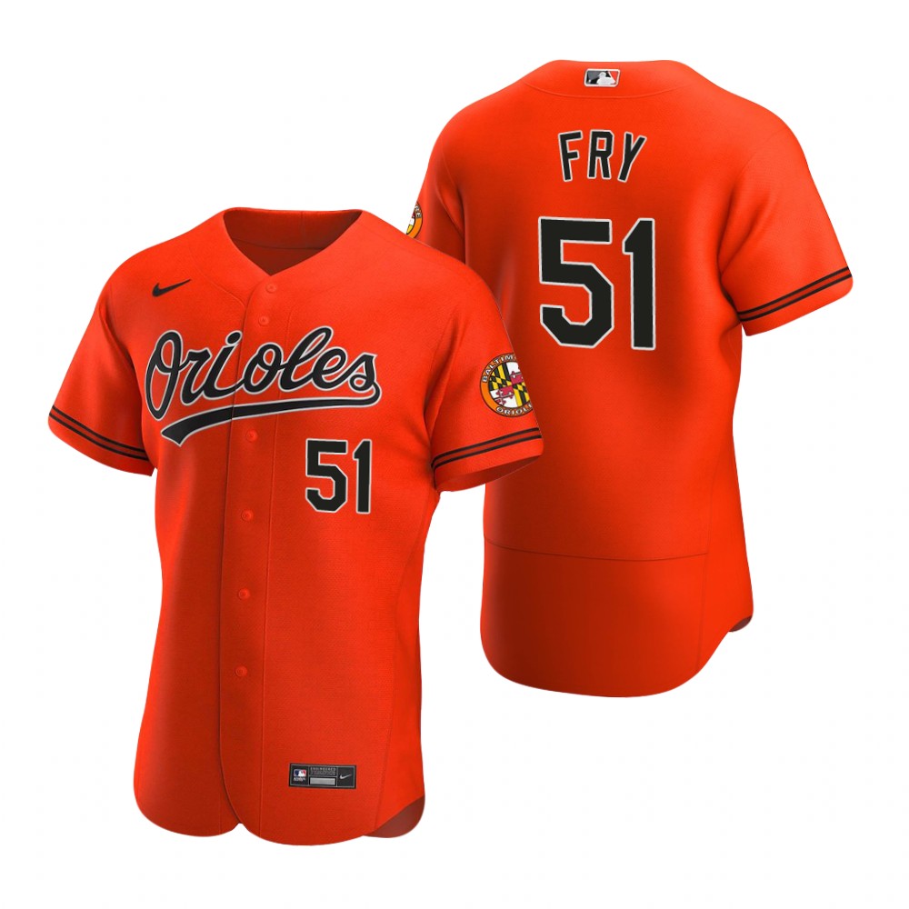 Men's Baltimore Orioles #51 Paul Fry Nike Orange Alternate Flexbase Jersey