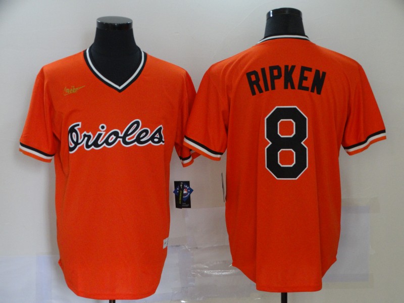 Youth Baltimore Orioles Retired Player #8 Cal Ripken Jr. Orange Pullover Nike Cooperstown Collection Jersey