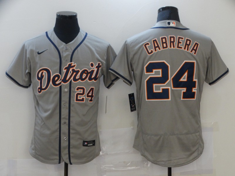 Men's Detroit Tigers #24 Miguel Cabrera Nike Gray Road Flex base Jersey