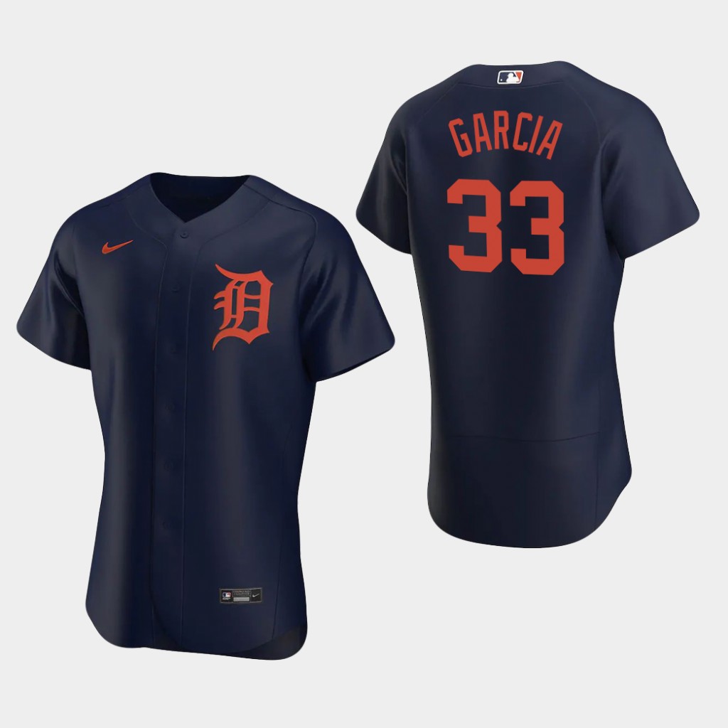 Men's Detroit Tigers #33 Bryan Garcia Nike Navy Orange Flex base Jersey