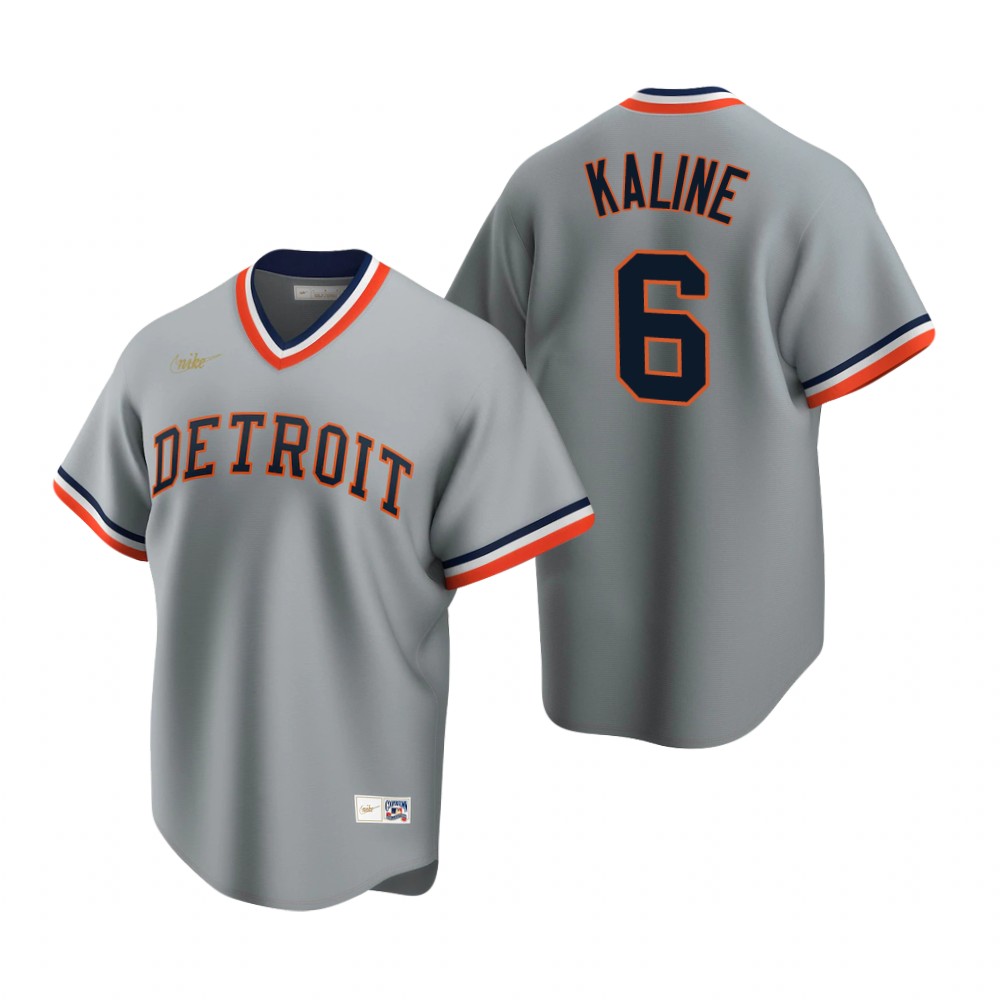 Men's Detroit Tigers Retired Player #6 Al Kaline Nike Gray Cooperstown Collection Jersey