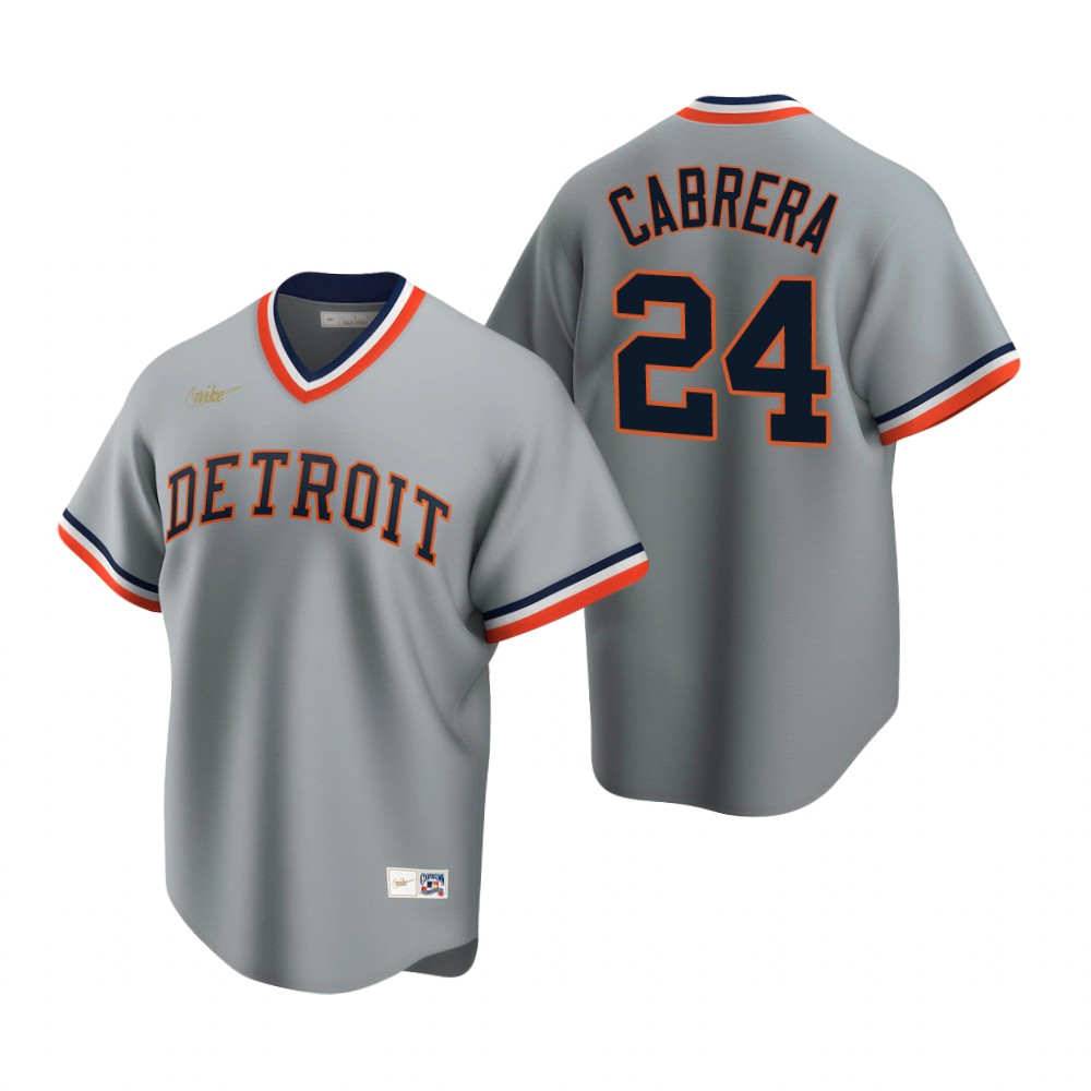 Men's Detroit Tigers #24 Miguel Cabrera Nike Gray Cooperstown Collection Jersey