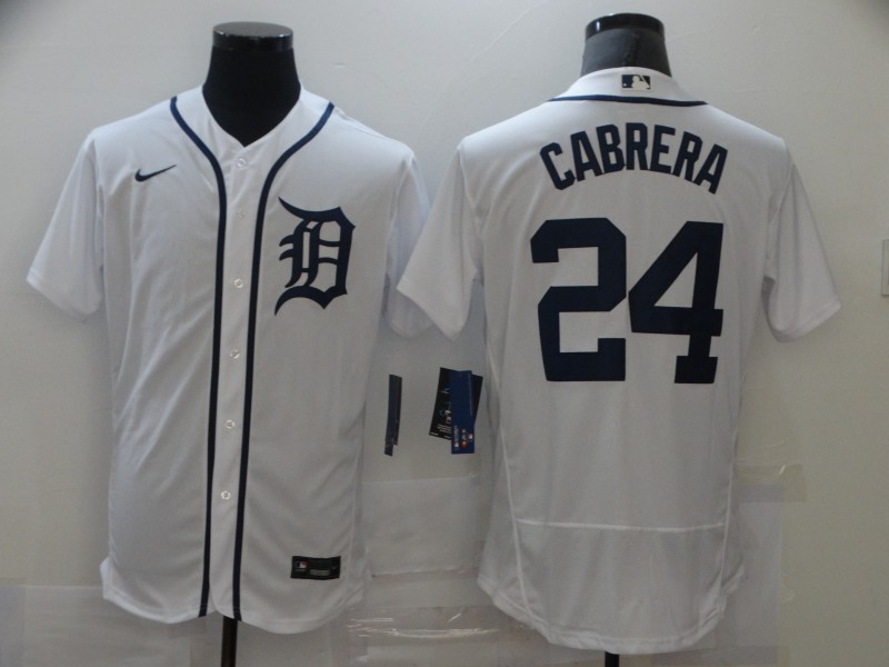 Men's Detroit Tigers #24 Miguel Cabrera Nike Home White Flex base Jersey