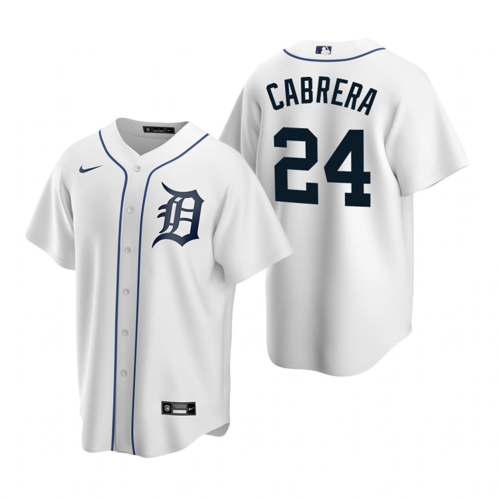 Men's Detroit Tigers #24 Miguel Cabrera Nike White Home Cool Base Jersey