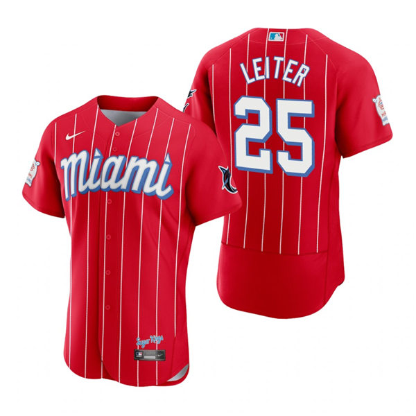 Men's Miami Marlins Retired Player #25 Al Leiter Nike Red 2021 MLB City Connect Jersey