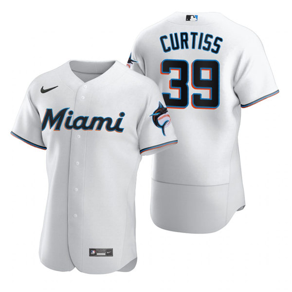 Men's Miami Marlins #39 John Curtiss Nike White Authentic Home Jersey