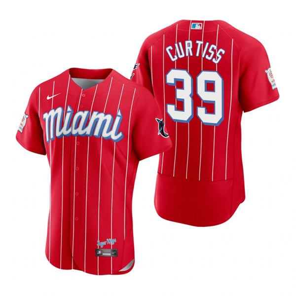 Men's Miami Marlins #39 John Curtiss Nike Red 2021 MLB City Connect Jersey